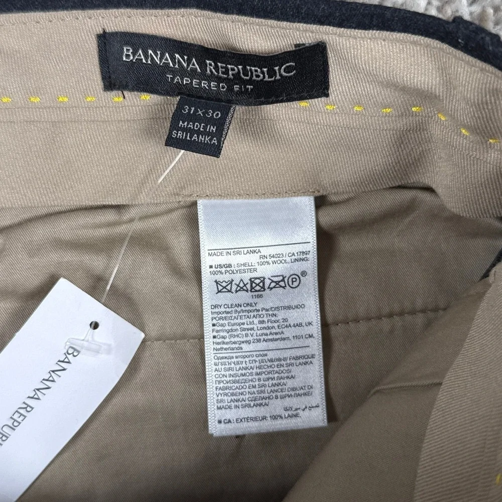 Banana Republic Dress Pants Mens 31x30 Gray Vitale Barberis Virgin Wool Flannel